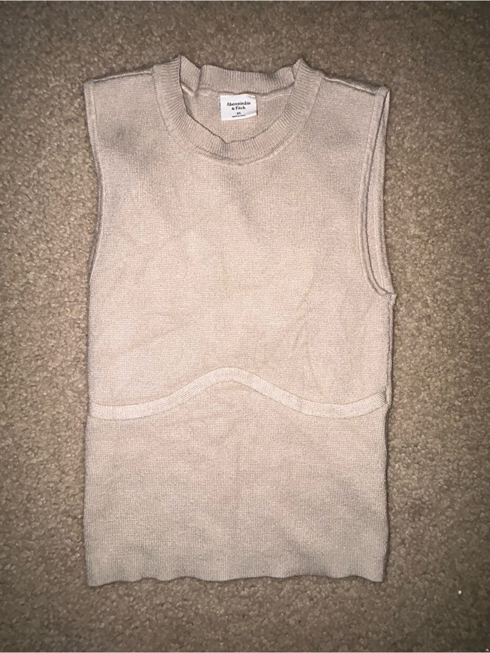 Abercrombie & Fitch Cream Sleeveless Knit Tank Top